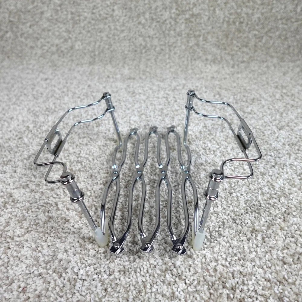Vintage Expandable Chrome Accordion Trivet Adjustable Metal Pot Holder Silver
